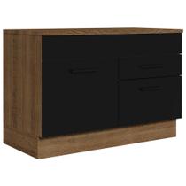 Balcão Gabinete de Pia Cozinha 120 x 60 cm 1 Porta 2 Gavetas Rustic/Preto (Com Tampo) Agata Madesa