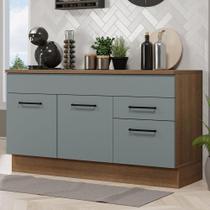 Balcão Gabinete de Pia Cozinha 150 cm 2 Gavetas 2 Portas (Com Tampo) Rustic/Cinza Agata Madesa