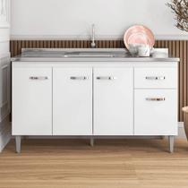 Balcão Gabinete De Pia Cozinha Multiuso 150cm Sem Tampo Gabriela Branco- Mabe Magazine