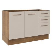 Balcão Gabinete De Pia E 3 Gavetas Agata Madesa Rustic/crema