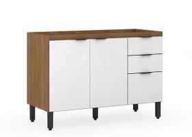 Balcão Gabinete de Pia Firenze 120cm Amendola/Branco S/ Tampo - Demobile