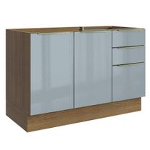 Balcão Gabinete de Pia Madesa Lux 120 cm 2 Portas 3 Gavetas - Rustic/Cinza