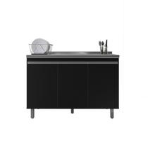 Balcão Gabinete de Pia Malu 120cm Preto S/Tampo - Nathan