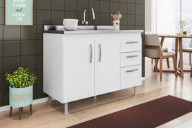 Balcão Gabinete de Pia Nathan 120cm Branco S/ Tampo