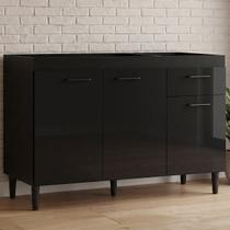 Balcão Gabinete de Pia para Cozinha 120cm 3 Portas Classic P11 Preto - Mpozenato Balcão Gabinete de Pia para Cozinha 120cm 3 Portas Classic P11 Preto - Mpozenato