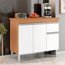 Balcão Gabinete de Pia para Cozinha Sem Tampo 100cm Tatiane Amêndoa/Branco- MABE MAGAZINE