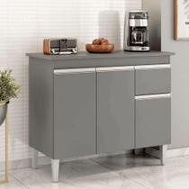 Balcão Gabinete De Pia Para Cozinha Sem Tampo 100cm Tatiane Cinza- Mabe Magazine