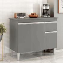 Balcão Gabinete de Pia para Cozinha Sem Tampo 100cm Tatiane Cinza- MABE MAGAZINE