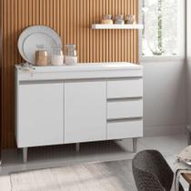 Balcão Gabinete De Pia Para Cozinha Sem Tampo 120cm Andréia Branco- Mabe Magazine