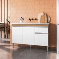 Balcão Gabinete De Pia Para Cozinha Sem Tampo 120cm Tatiane Amêndoa/branco- Mabe Magazine