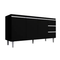 Balcão Gabinete De Pia Para Cozinha Sem Tampo 150cm 3 Portas Andréia Preto Fosco- Mabe Magazine