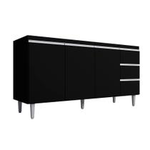 Balcão Gabinete de Pia para Cozinha Sem Tampo 160cm 3 Portas Andréia Preto Fosco- MABE MAGAZINE