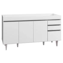 Balcão Gabinete de Pia sem Tampo 150cm 4 Portas 2 Gavetas Marrocos Branco - Lumil