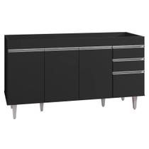 Balcão Gabinete de Pia sem Tampo 150cm 4 Portas 2 Gavetas Marrocos Preto - Lumil