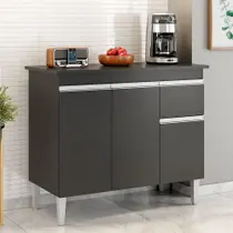 Balcão Gabinete de Pia sem Tampo Tatiane 100cm 3 Portas 1 Gaveta - SSX Multicoisas