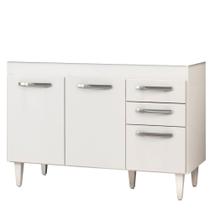 Balcão Gabinete de Pia Suécia 120cm 03 Portas 02 Gavetas Branco - Lumil Móveis