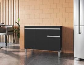 Balcão Gabinete de Pia Tatiane 100cm Preto S/Tampo - AJL Móveis