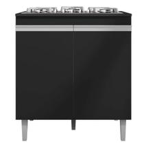 Balcão Gabinete Emma Cooktop 2 Portas para Cozinha Preto