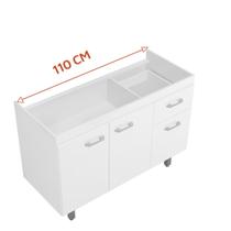 Balcão Gabinete Fogão Pia Cozinha Branco 110x51x84,5 Solo