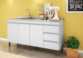 Balcão Gabinete Karen 159cm Para Pia Sem Tampo Branco - Peternella Balcão Gabinete Karen 159cm Para Pia Sem Tampo Branco - Peternella