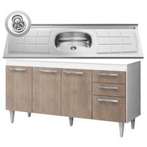 Balcão Gabinete Lis e Pia Inox 150cm 4 Portas Lis - Mpozenato