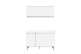 Balcão Gabinete Manu 120 cm S/Tampo e Armário Aéreo Andreia 120cm - Ajl Móveis