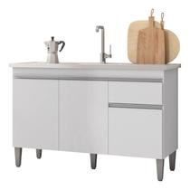 Balcão Gabinete Módulo Tatiane 120cm 3 Prts E 1 Gvt S/tampo - Branco Balcão Gabinete Módulo Tatiane 120cm 3 Prts E 1 Gvt S/tampo - Branco