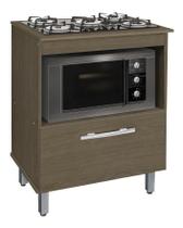 Balcao Gabinete P/ Cooktop 05 Bocas E P/ Forno Bur Amêndoa - PASSE BEM