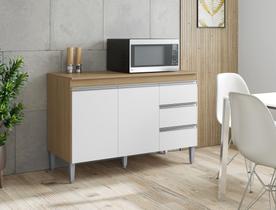 Balcão Gabinete p/ Pia Andreia com tampo 120 cm AJL Móveis - Amêndoa e Branco