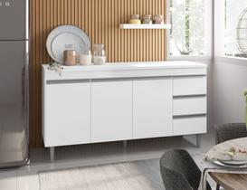 Balcão Gabinete p/ Pia Andreia com tampo 150 cm AJL Móveis - Branco