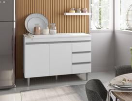 Balcão Gabinete p/ Pia Andreia sem tampo 120 cm AJL Móveis - Branco Balcão Gabinete p/ Pia Andreia sem tampo 120 cm AJL Móveis - Branco