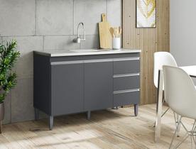 Balcão Gabinete p/ Pia Andreia sem tampo 120 cm AJL Móveis - Cinza Balcão Gabinete p/ Pia Andreia sem tampo 120 cm AJL Móveis - Cinza