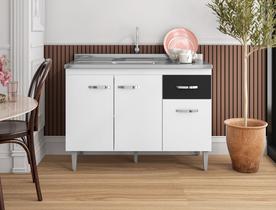 Balcão Gabinete p/ Pia Gabriela com tampo 120 cm AJL Móveis - Flex Balcão Gabinete p/ Pia Gabriela com tampo 120 cm AJL Móveis - Flex