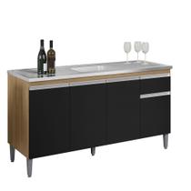 Balcão Gabinete p/ Pia Tatiane sem tampo 150 cm AJL Móveis - Amêndoa e Preto