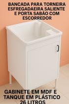 Balcão Gabinete P/ Tanque 26 Litros Com Pés Uma Porta Mdf Tx ideal para áreas de serviço lavanderia