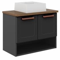 Balcão Gabinete para banheiro 70 cm 2 portas c/ nicho Natura 8005 Bertolini - Grafite/Nogueira Balcão Gabinete para banheiro 70 cm 2 portas c/ nicho Natura 8005 Bertolini - Grafite/Nogueira