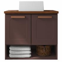 Balcão Gabinete para banheiro 70 cm 2 portas c/ nicho Natura 8005 Bertolini - Terra/Nogueira Balcão Gabinete para banheiro 70 cm 2 portas c/ nicho Natura 8005 Bertolini - Terra/Nogueira