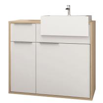 Balcão Gabinete Para Banheiro 80cm 01 Porta E 02 Gavetas Com Cuba Jazz B06 Faia Branco - Lyam Decor Balcão Gabinete Para Banheiro 80cm 01 Porta E 02 Gavetas Com Cuba Jazz B06 Faia Branco - Lyam Decor