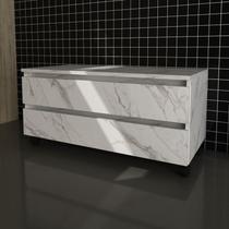 Balcão Gabinete para Banheiro 80cm com Rodízio e 2 Gavetas BN3603 Mármore Branco Balcão Gabinete para Banheiro 80cm com Rodízio e 2 Gavetas BN3603 Mármore Branco