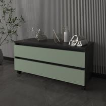 Balcão Gabinete para Banheiro 80cm com Rodízio e 2 Gavetas BN3603 Preto/Mármore Lunar/Verde Mar