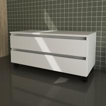 Balcão Gabinete para Banheiro com gaveta com Rodinhas 80x38cm Branco