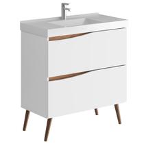 Balcão Gabinete Para Banheiro Com Pés e Lavatório 80cm Evie B06 Branco Tau - Lyam Decor Balcão Gabinete Para Banheiro Com Pés e Lavatório 80cm Evie B06 Branco Tau - Lyam Decor