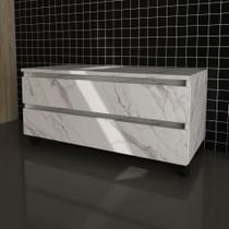 Balcão Gabinete para Banheiro com rodizio e gaveta BN3603 Mármore Branco