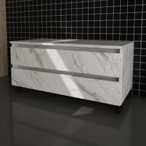 Balcão Gabinete para Banheiro com rodízio e gaveta Mármore