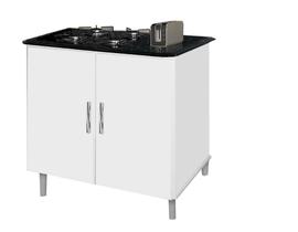 Balcão gabinete para cooktop de 4 bocas luan. 02 portas cor branco brilho com tampo marmorizado Balcão gabinete para cooktop de 4 bocas luan. 02 portas cor branco brilho com tampo marmorizado