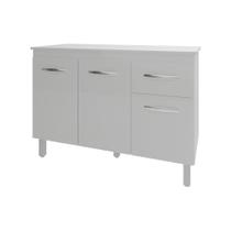 Balcão Gabinete Para Pia 118 Cm Cozinha Aline Branco Com Tampo Tampão 120 Cm Branco Balcão Gabinete Para Pia 118 Cm Cozinha Aline Branco Com Tampo Tampão 120 Cm Branco