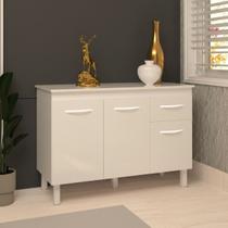 Balcão Gabinete Para Pia 118 cm Cozinha Aline Branco com Tampo Tampão 120 cm Branco Balcão Gabinete Para Pia 118 cm Cozinha Aline Branco com Tampo Tampão 120 cm Branco
