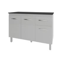 Balcão Gabinete Para Pia 118 Cm Cozinha Aline Branco Com Tampo Tampão 120 Cm Preto Balcão Gabinete Para Pia 118 Cm Cozinha Aline Branco Com Tampo Tampão 120 Cm Preto