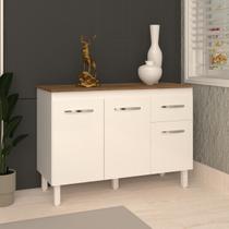 Balcão Gabinete Para Pia 118 cm Cozinha Aline Branco com Tampo Tampão 120 cm Savana Balcão Gabinete Para Pia 118 cm Cozinha Aline Branco com Tampo Tampão 120 cm Savana