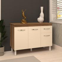 Balcão Gabinete Para Pia 118 cm Cozinha Aline Savana Off White com Tampo Tampão 120 cm Savana Balcão Gabinete Para Pia 118 cm Cozinha Aline Savana Off White com Tampo Tampão 120 cm Savana